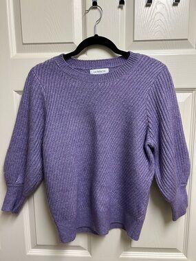 Liz Claiborne Purple Ribbed Crewneck Sweater